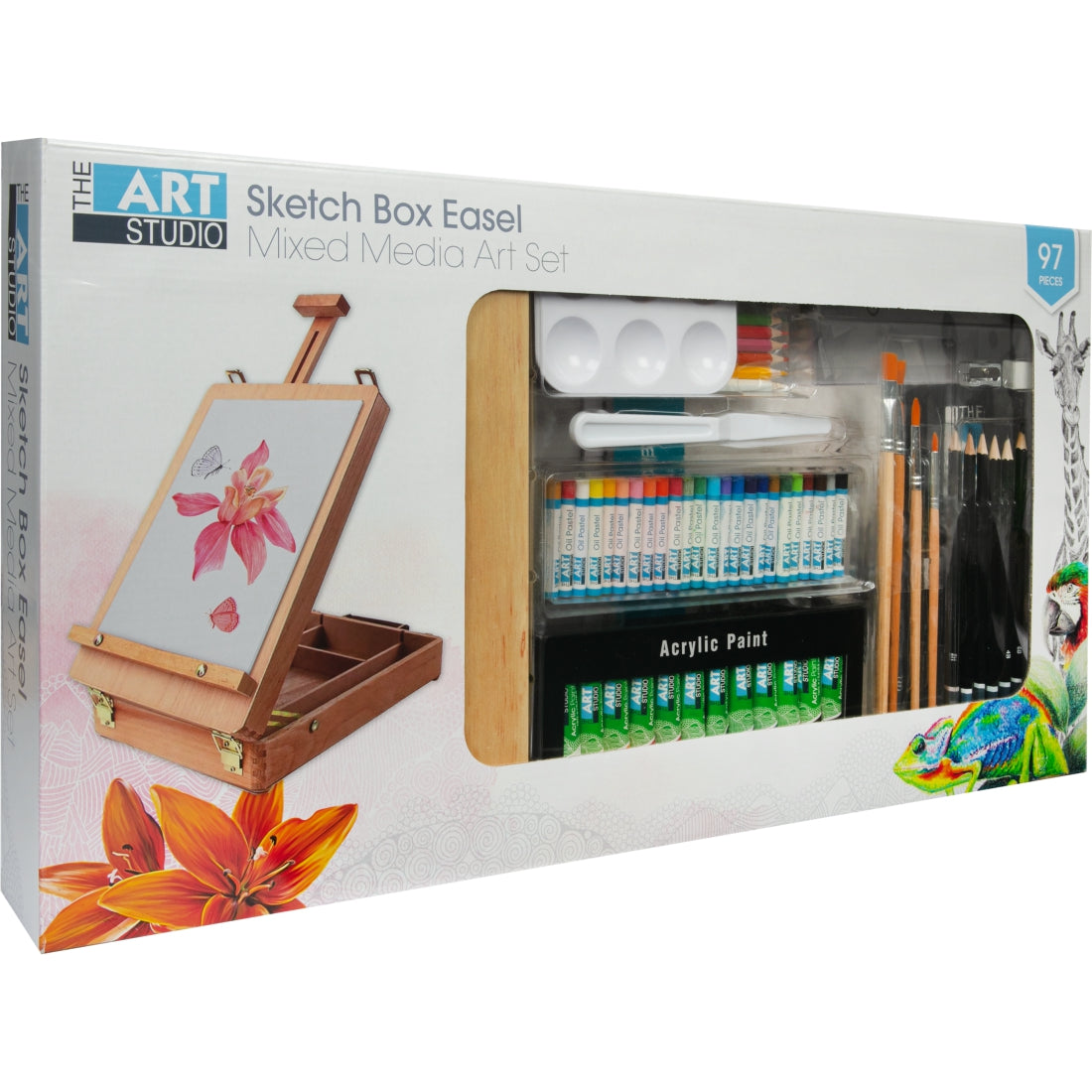 Falling In Art Tabletop Easel Set, 28 Pcs Sketch