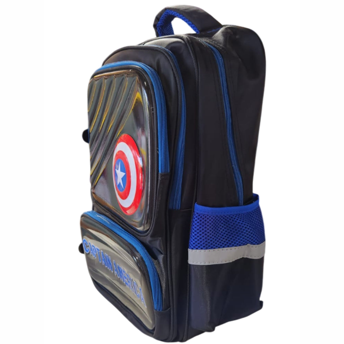 Glossy Black School Backpack for kids - 15 inches