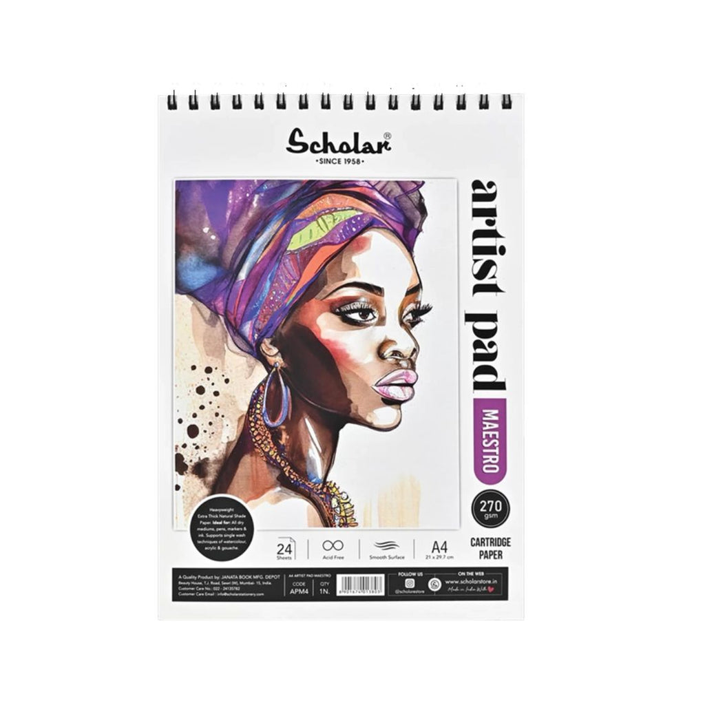 Scholar A4 Cartridge Paper Artist Pad - Maestro 270gsm