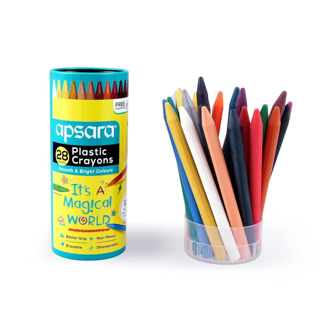 Apsara Plastic Crayons | Pack of 28 Shades