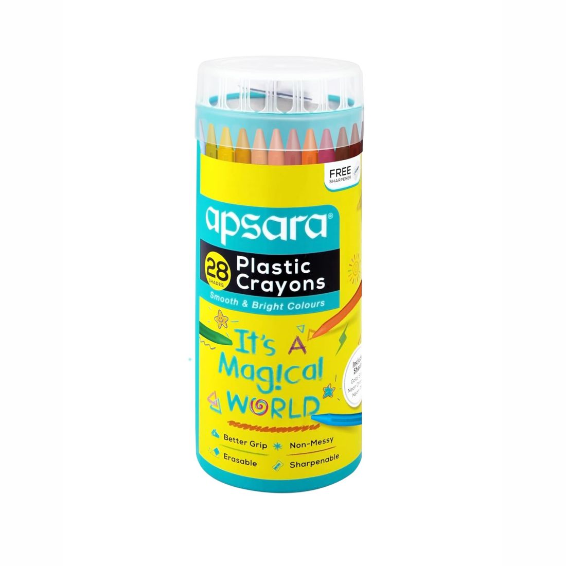 Apsara Plastic Crayons | Pack of 28 Shades