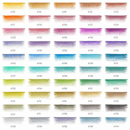 ARTEZA Premium Colored Pencils | Pack of 50 Sharpened Pencils | Pastel | Metallic