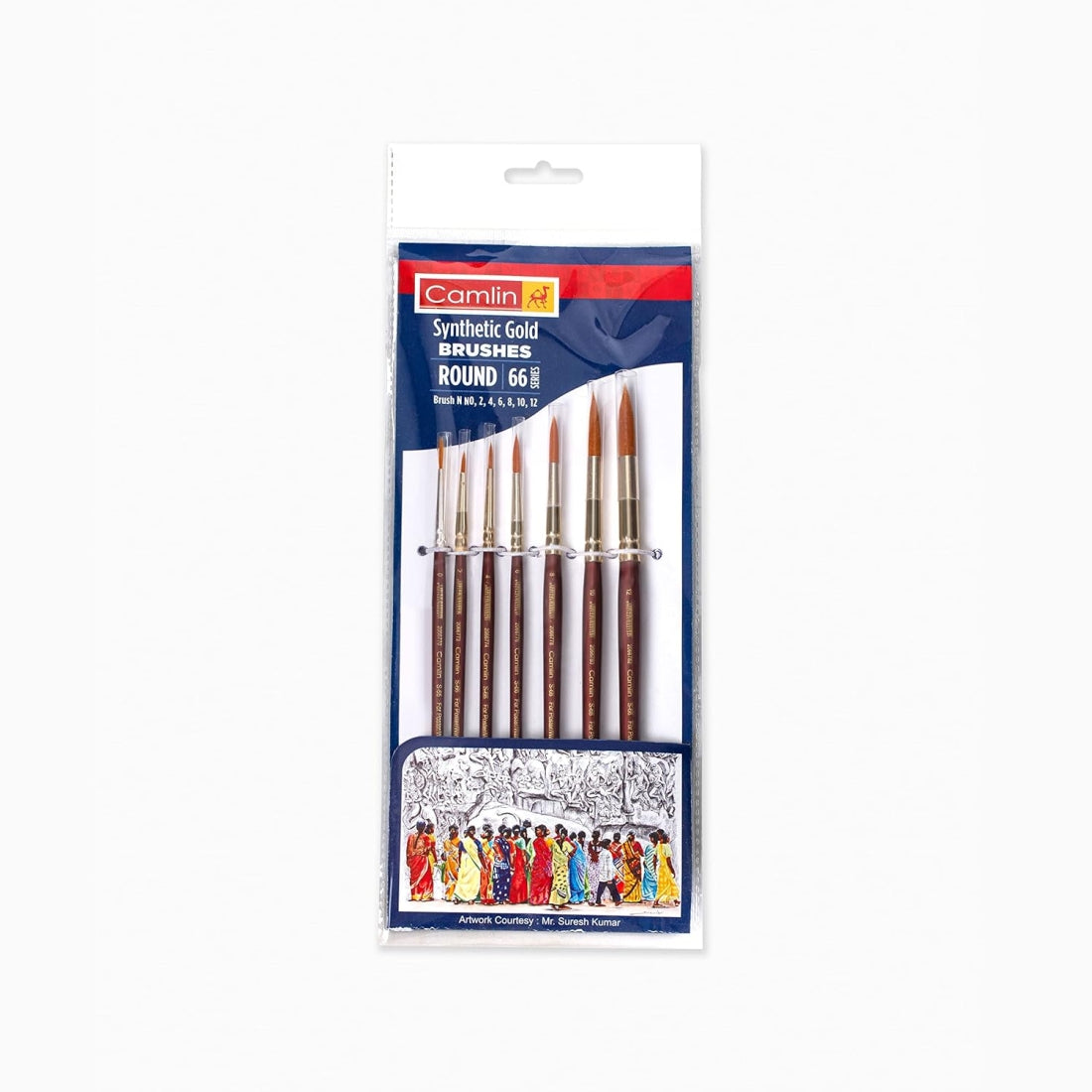 Camel Round Synthetic Paint Brushes Series 66 Set of 7 Brushes