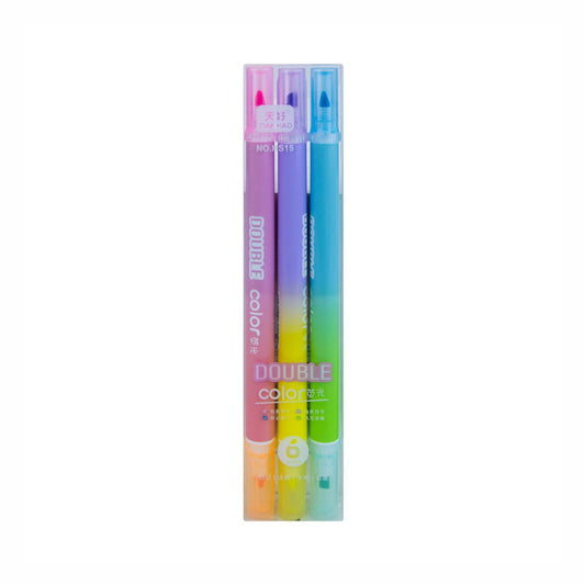 Double Color Highlighter - Set of 3 (Twin Tip)