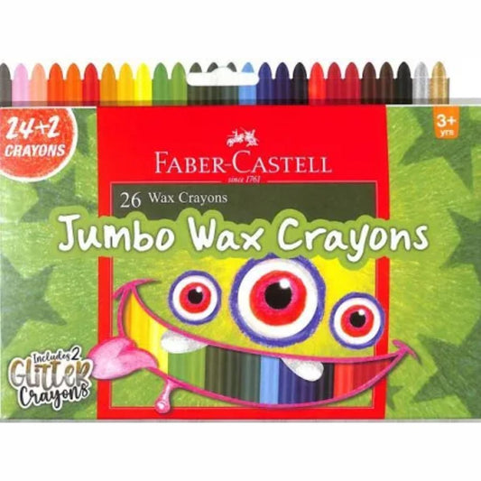 FABER CASTELL JUMBO WAX CRAYONS | 13 SHADES | 26 SHADES