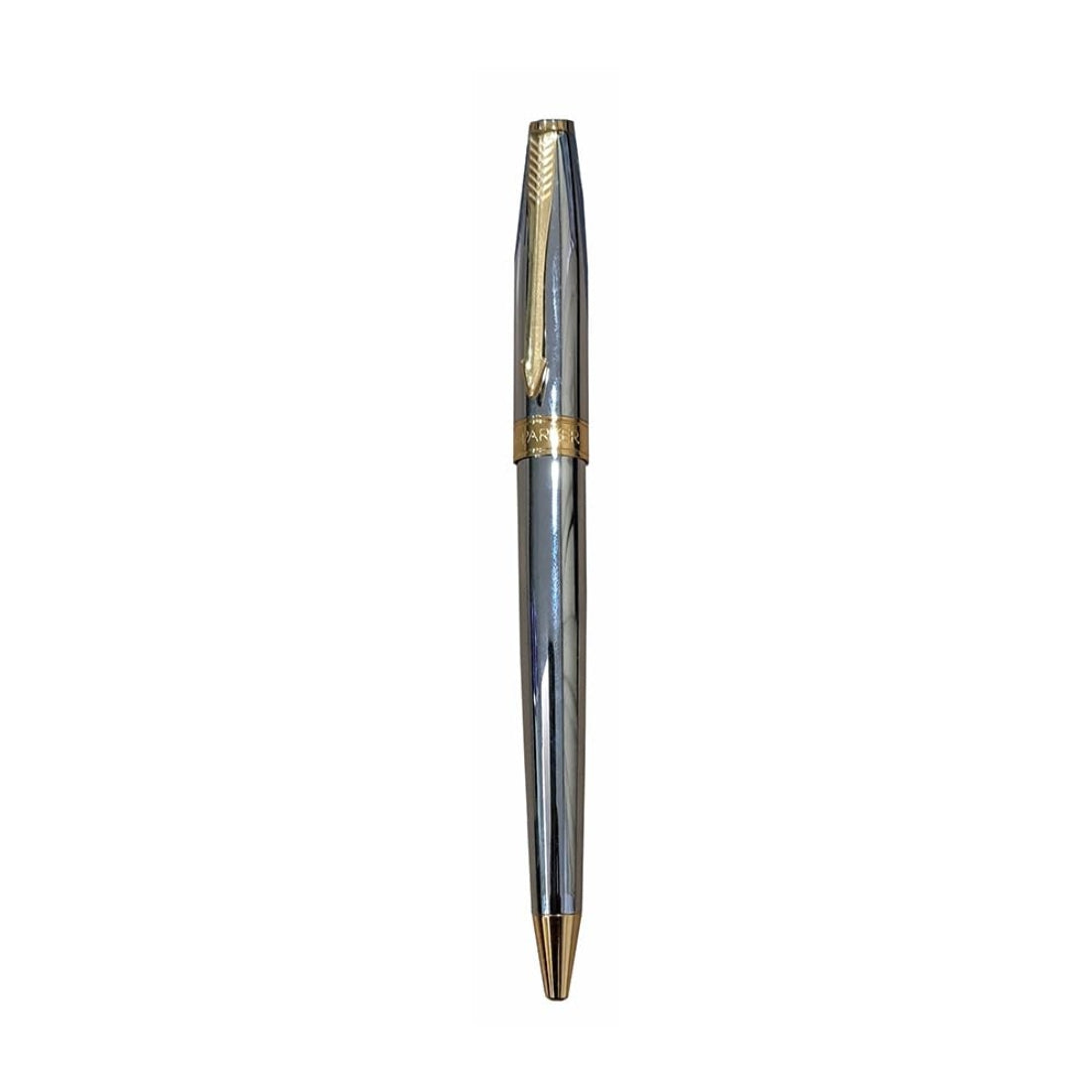 Parker Fusion Shiny Chrome Gold Trim Roller Ball Pen