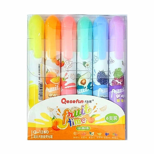 Fruit Scented Twin Tip Highlighters - Set of 6