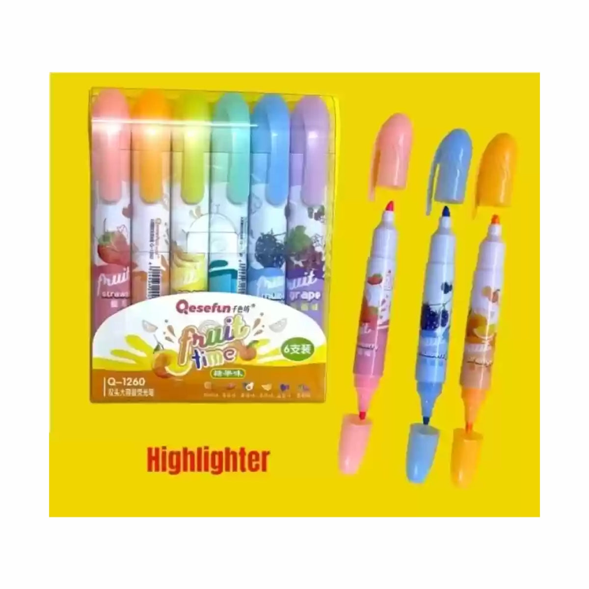 Fruit Scented Twin Tip Highlighters - Set of 6