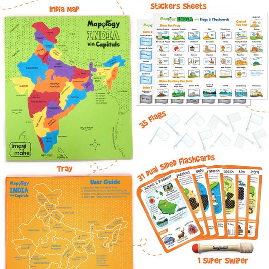 IMAGIMAKE DIY MAPOLOGY INDIA WITH FLAGS MP64