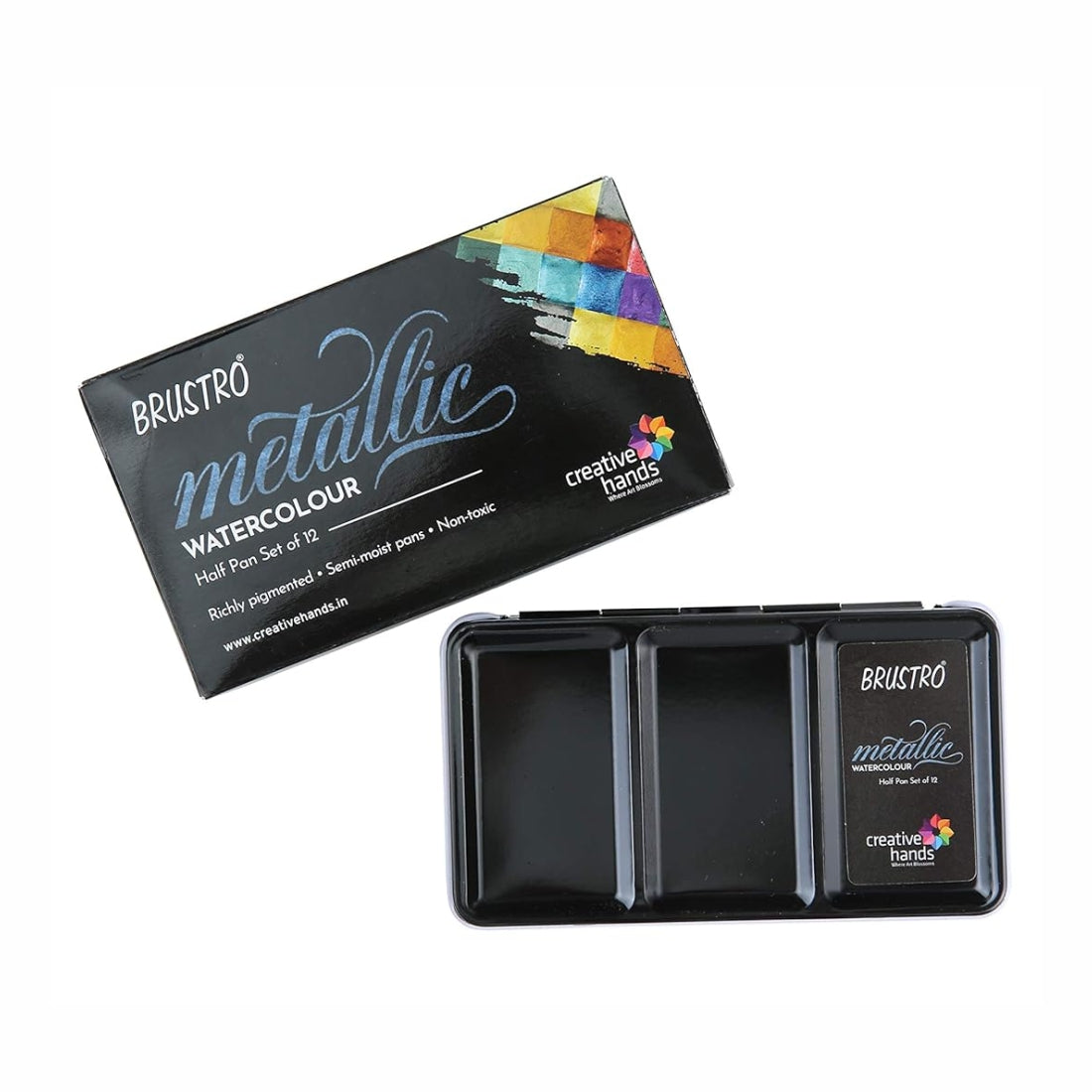 Brustro Metallic Watercolor Half Pan Set of 12