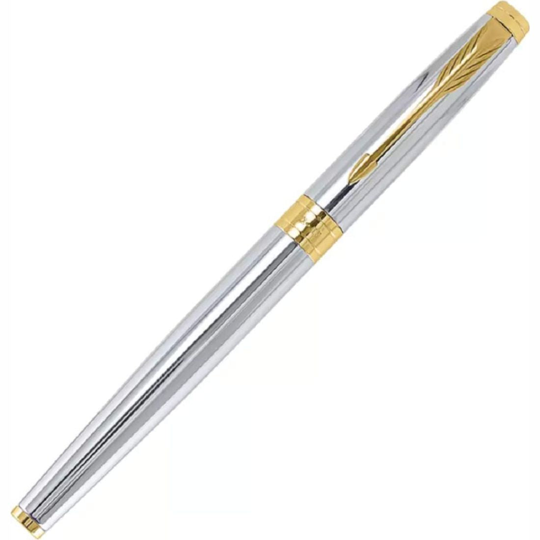 Parker Aster Shiny Chrome - Gold Trim Fountain Pen