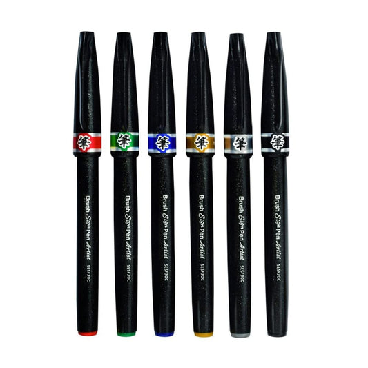 PENTEL BRUSH SIGN PEN ARTIST - Pack of 6 Shades