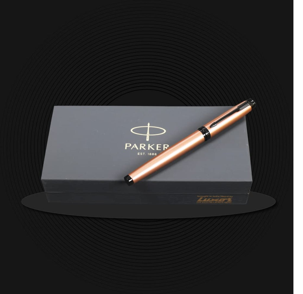 Parker Ambient Rose Gold Black Metal Trim Roller Ball Pen