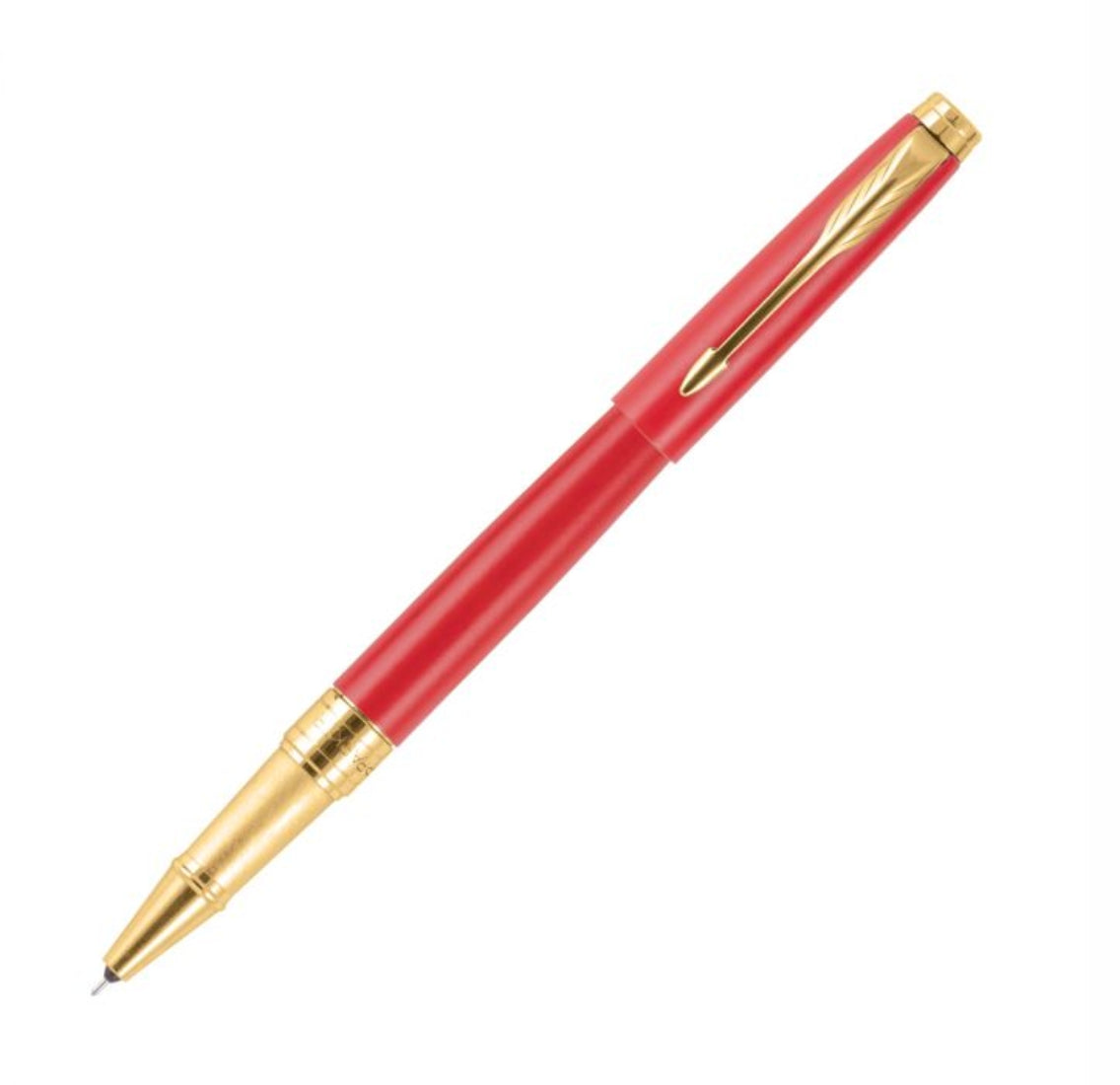 Parker Aster Matte Red Gold Trim Roller Ball Pen (With Cardholder) GiftPack