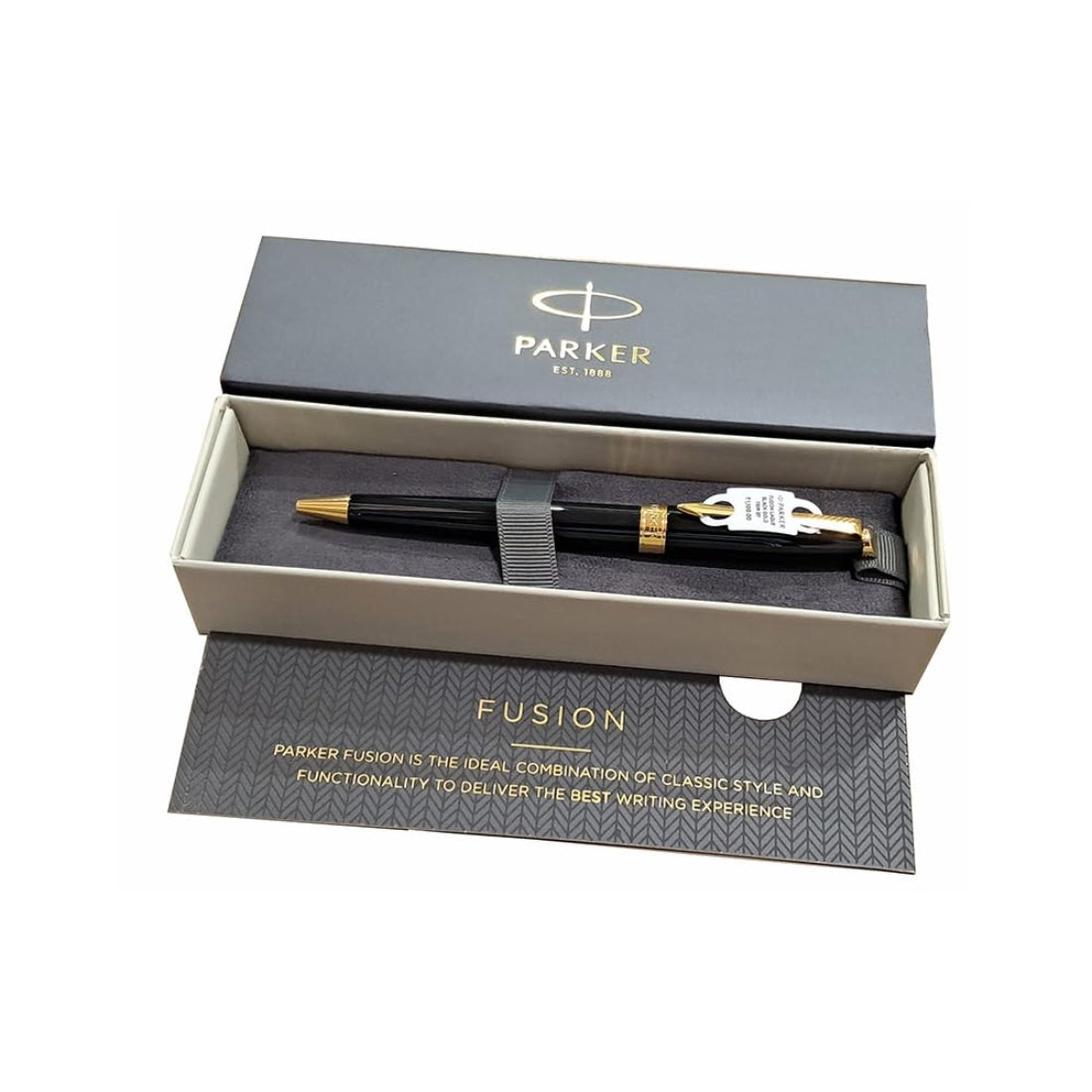 Parker Fusion Matte Black Gold Trim Ball Pen