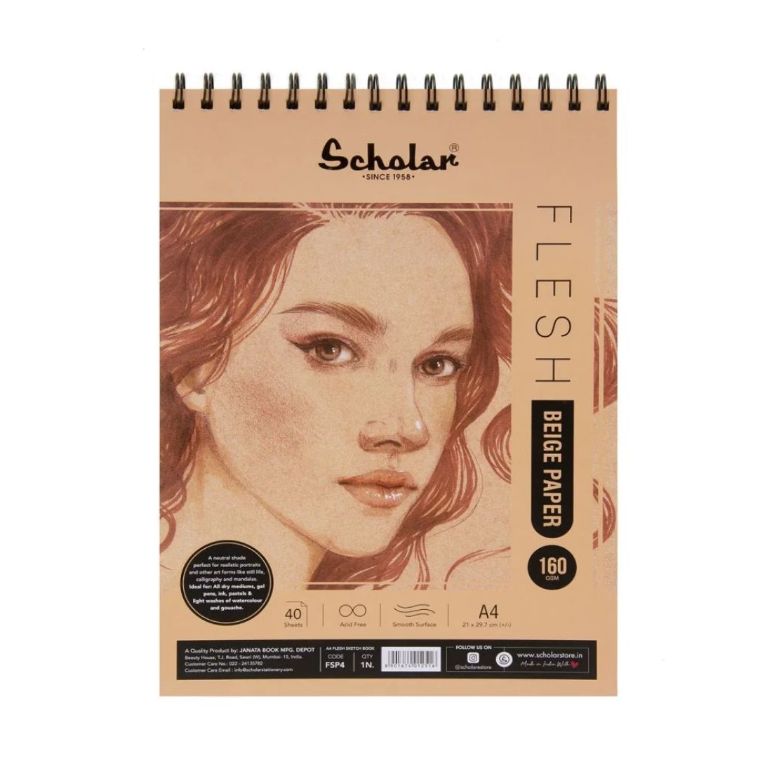 Scholar A4 Beige Toned Paper Pad - 40 Sheets 160gsm