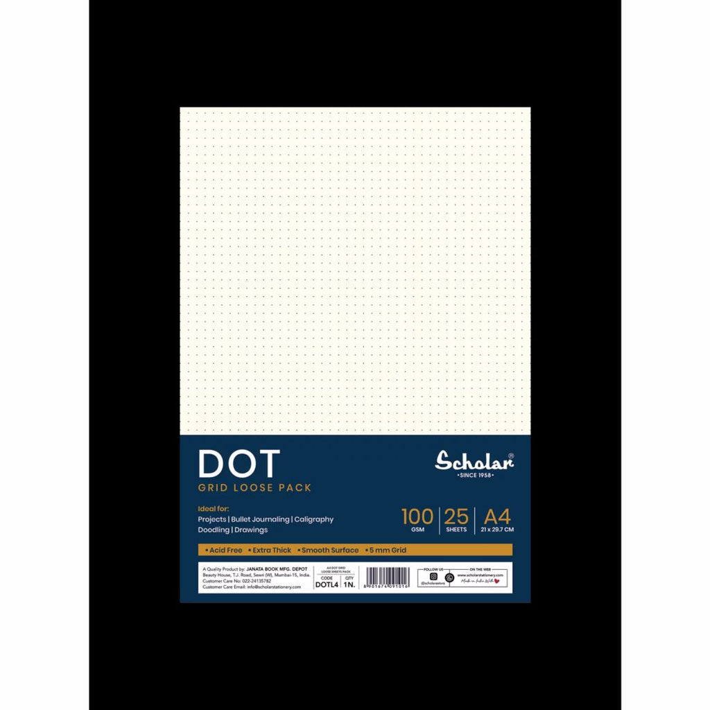 Scholar Dot / Square Grid Loose Sheet Pack A4 25 Sheets