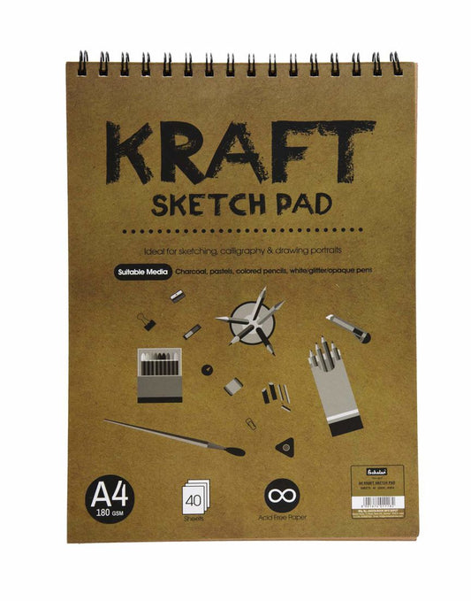 Scholar A4 Kraft Sketch Pad 40 Sheets 180 Gsm | Wire-bound