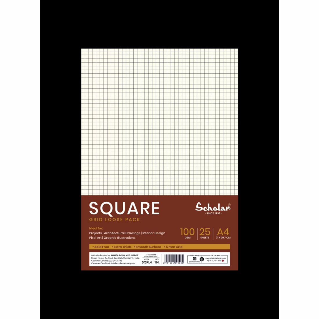 Scholar Dot / Square Grid Loose Sheet Pack A4 25 Sheets