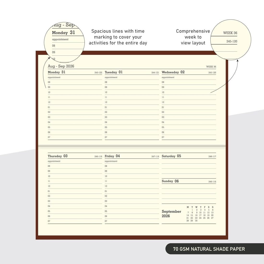 Scholar Weekly Slim Diary 2026 - 8x18cm