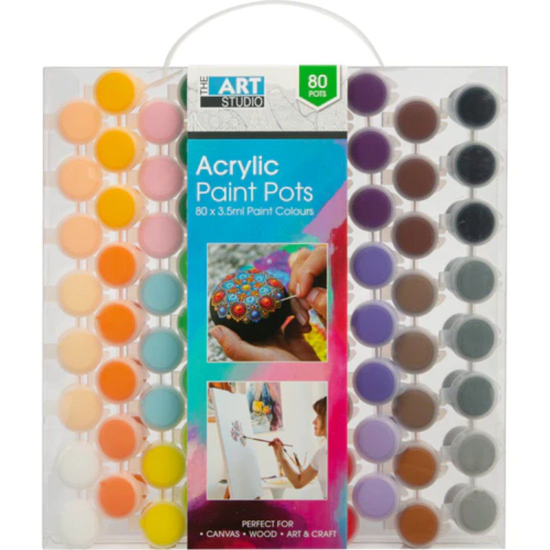 The Art Studio Mini Acrylic Paint Pots 80 Assorted Colours x 3.5ml