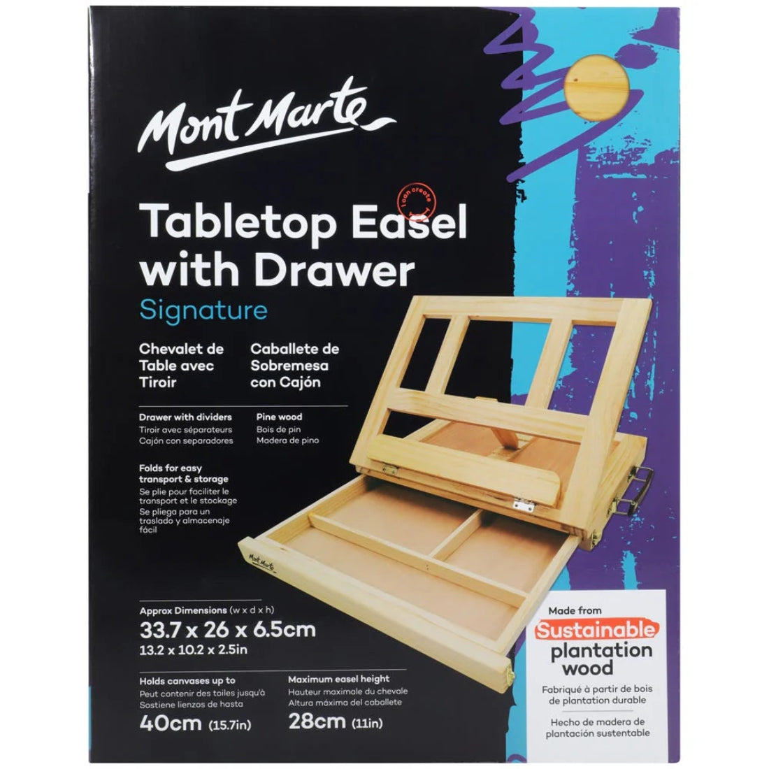 Mont Marte Table Easel With Drawer | Portable Easel for Artists