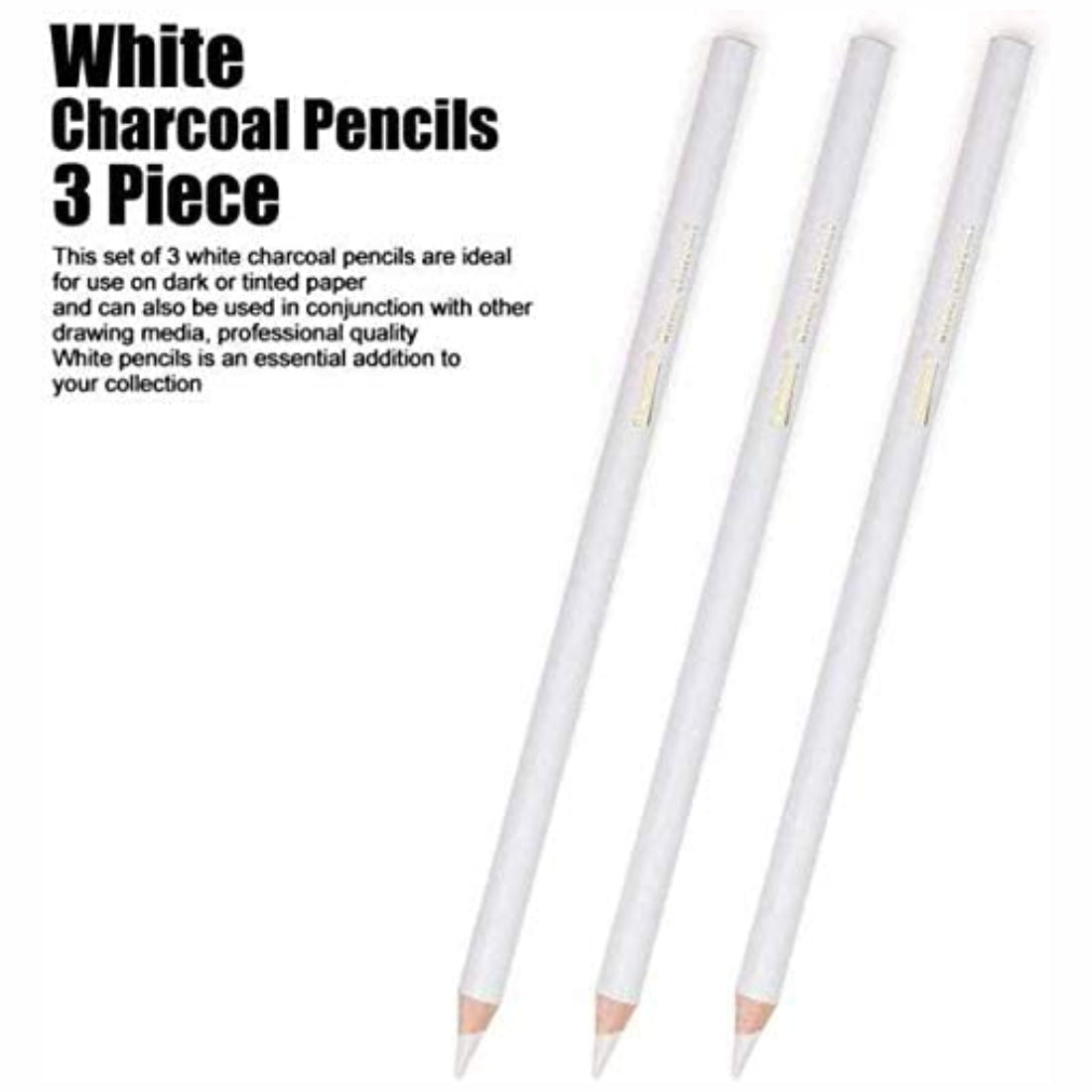 White Charcoal Pencils - Set of 3