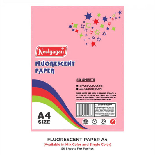 A4 Fluorescent Paper Sheets 50 Sheets Mix Color