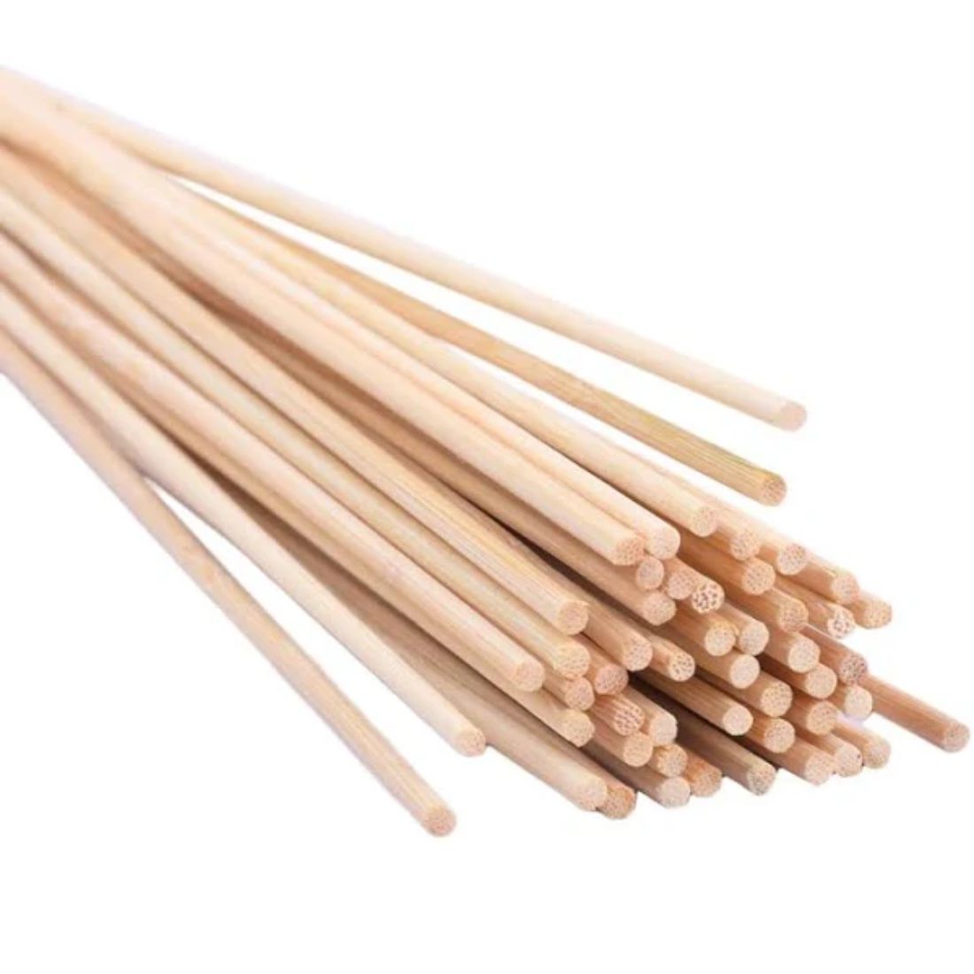 Round Bamboo Sticks 5mm 50Pcs | Natural | Coloured