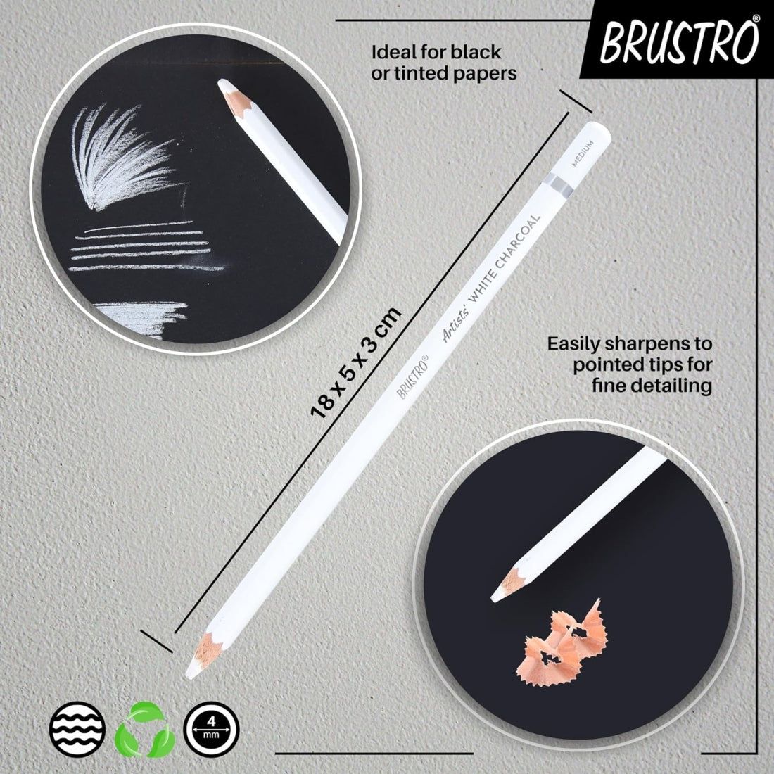 Brustro Black and White Coloured Pencils - Set Of 6
