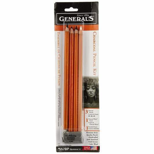 Generals Charcoal Pencil Kit with Eraser