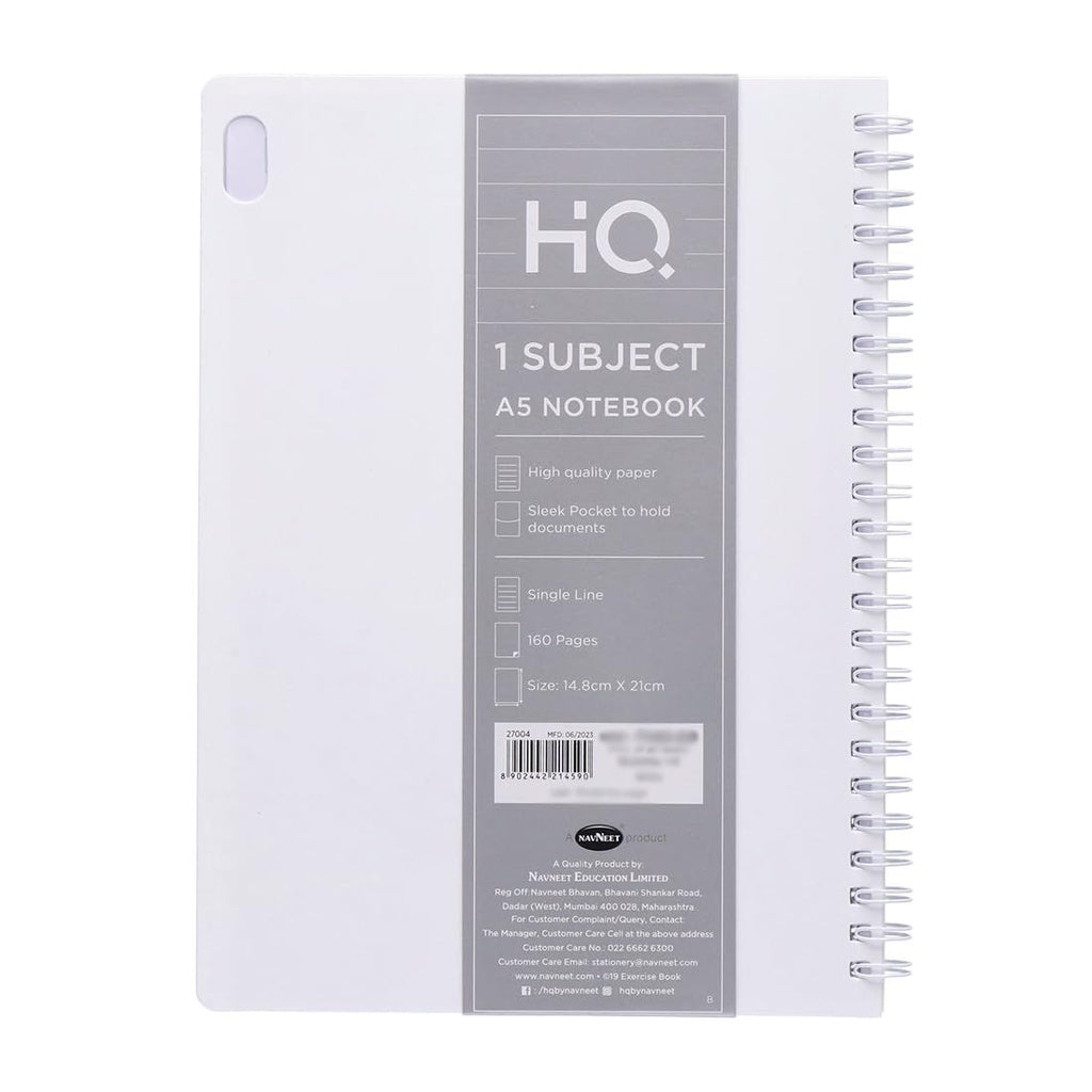 Navneet HQ Notebook | A5 | B5 | 160 Pages | Wiro Binding