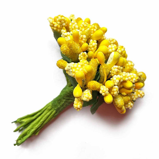 Artificial Pollen Flowers | Set of 4 Bunch | Yellow