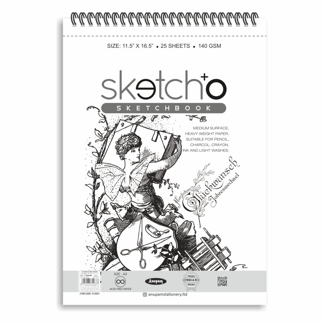 Anupam Sketcho Sketching and Drawing Sketchbook 140gsm Cartridge Sheet Wire Bound