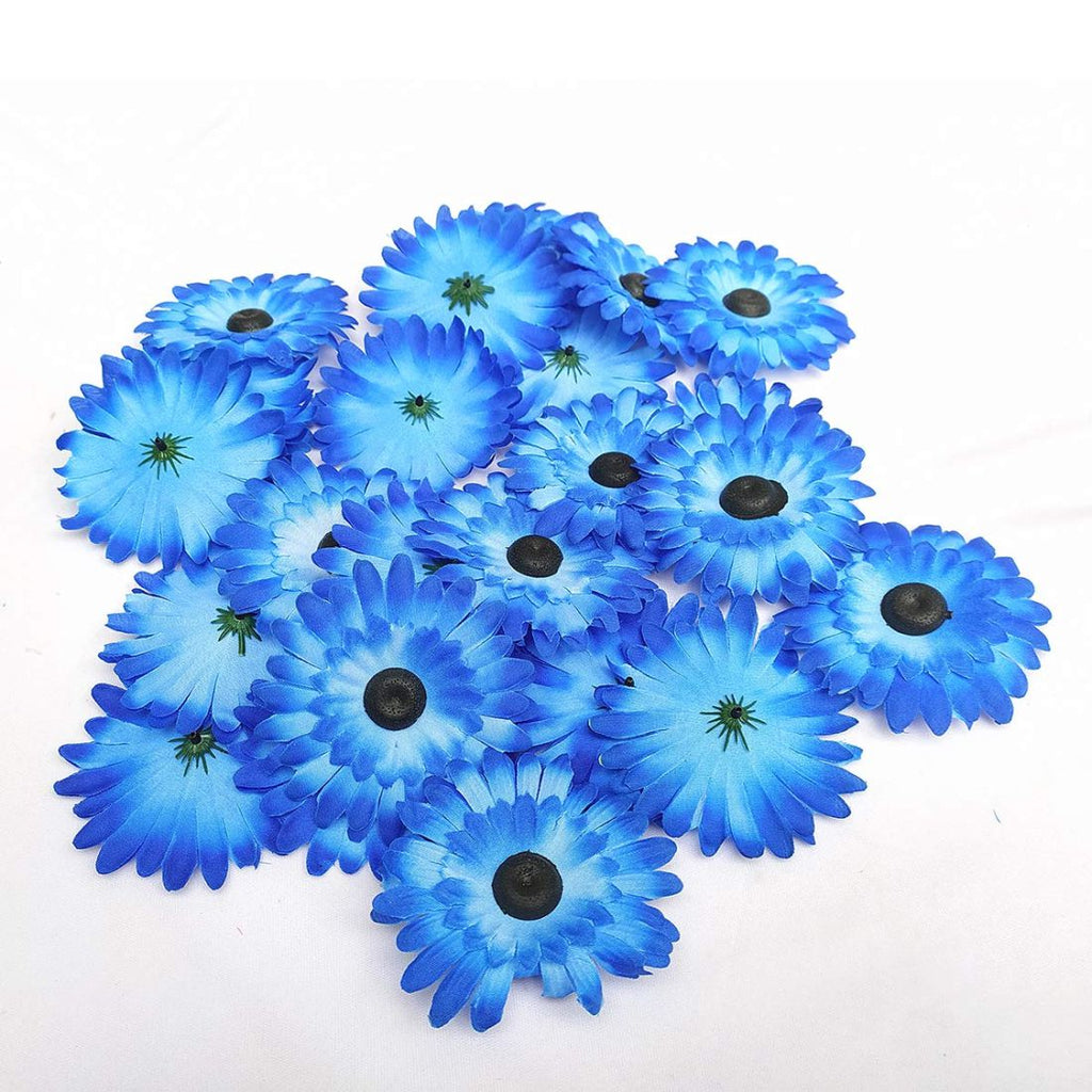 Artificial Sunflowers Heads | Set of 4 Pcs | Blue